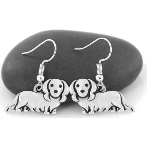 10 Pairs Vintage Retro Long Hair Dachshund & Doxie Dog Charms Drop Dangle Earrings For Women Jewelry Girls 2020 Bulk In lots