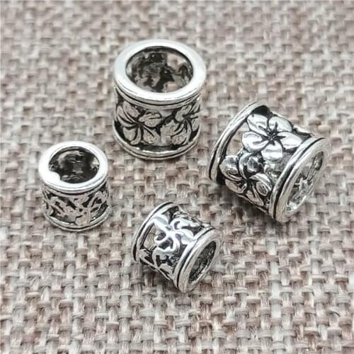 925 Sterling Silver Flower Spacer Tube Beads Large Hole for Bracelet