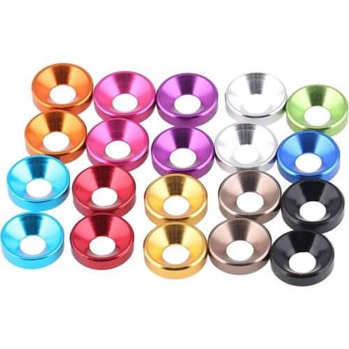 20pcs M2 M2.5 M3 M4 M5 Aluminum Alloy Countersunk Head Bolt Washers Colourful