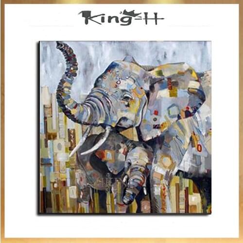 100% Hand Painted Abstract Elephant Oil Painting On Canvas Wall Art Frameless Picture Decoration For Live Room Home Decor Gift