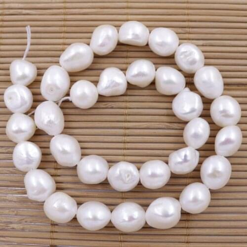 11mm-12mm Freeform Natural White Pearl Loose Beads Strand 14.5" Jewelry Making