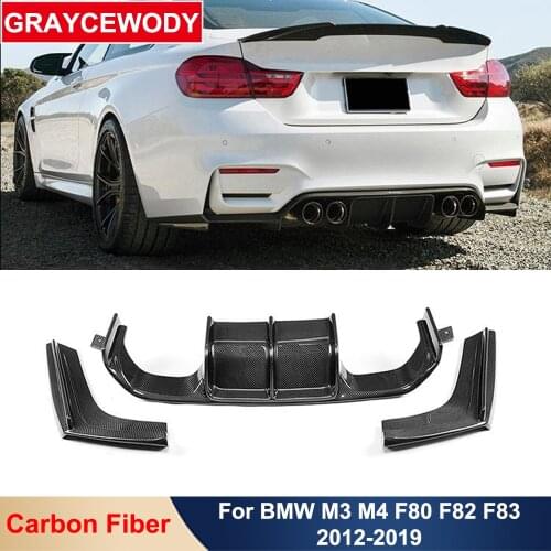3 PCS V Style Real Carbon Fiber Rear Bumper Lip Diffuser Splitter Protector For BMW M3 F80 M4 F82 F83 Car Tuning Styling 2012-19