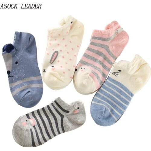 5 Pairs/Lot 2018 Summer New Cotton Women Socks Beautiful Creative Socks 3D Cartoon Ladies Socks Casual Fashions Boat Socks