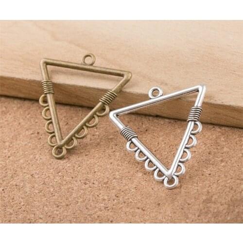 6pcs 32x28mm Antique Bronze and Antique Silver Plated Triangle Connector DIY Handmade Jewelry Accessories