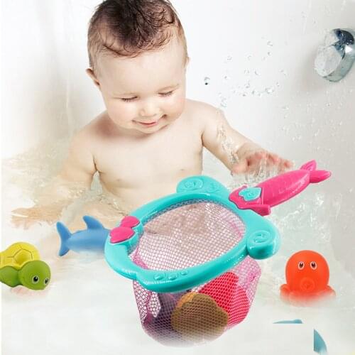 7pcs Bath Toys Fishing Games With Fish Net Safe Smooth Funny Bathtub Toy Parent-child Interactive Hand-foot Coordination Toy New