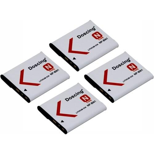 4Pcs/lot 900mAh NP-BN1 Camera Battery NPBN1 NP BN1 BN Batteries For SONY DSC TX9 T99 WX5 TX7 TX5 W390 W380 W350 W320 W360 QX100