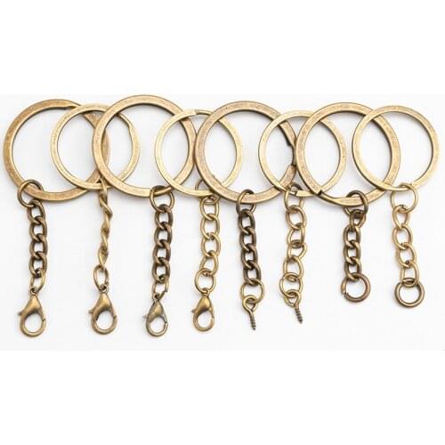 Key Chain Key Ring keychain Bronze 25mm/30mm Long Round Split Keyrings Keychain