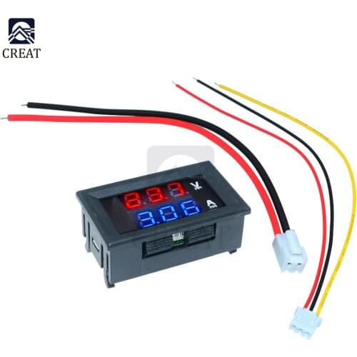 Mini Digital Voltmeter Ammeter DC 100V 10A 0.28 inch Panel Amp Voltage Current Meter Tester Blue Red Dual LED Display Monitor