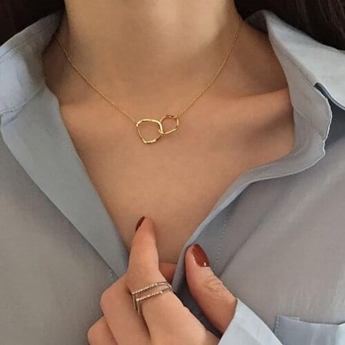 EN Minimalist Fashion Hollow Necklaces Cute Geometry Irregular Pendant Necklace For Women Girls Simple Bohemian Jewelry Necklace