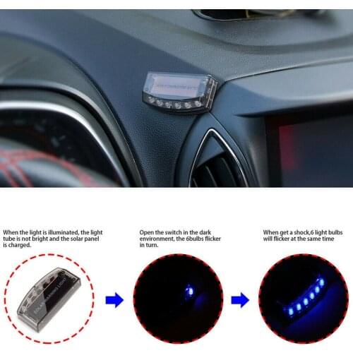 SUHU 1PC Car LED Fake Dummy Alarm Warning Light Solar Power Simulated Security Anti-Theft Flashing Imitation Light Caution Lamps