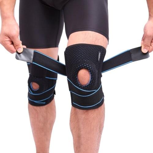 AOLIKES Knee Support Coolfit Quick dry Silica gel 4 Spring Stabilizer Sports KneePad Brace Patella Knee Pads Hole Knee Protector