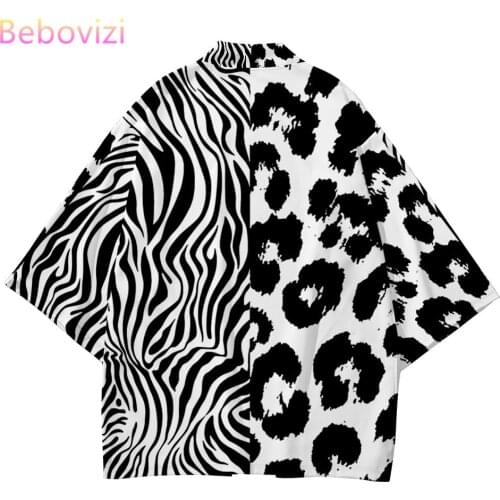 No Yaiba Robe Cardigan Men Shirts Yukata Plus Size 6XL 5XL 4XL 2021 Leopard Print Beach Japanese Kimono Haori Womens Clothing