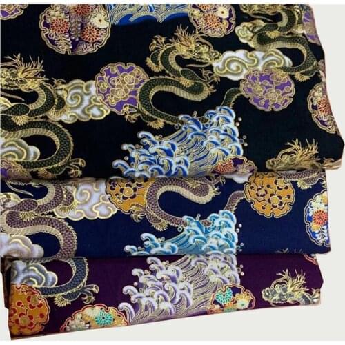 150cm width kimono fabric flower Sliver gold foil print cotton Fabric Cloth dress skirts Garments Crafts Accessories BH10-11