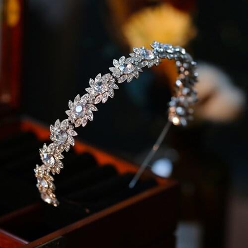 Korean Stunning Crystal Brides Headbands Mini Bridal Tiara Headpieces Evening Headdress Girls Gift