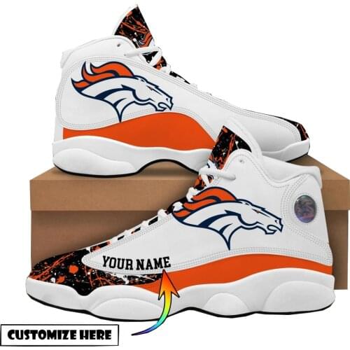 Broncos Lace-up Sneakers Athletic Running Walking Tennis Shoes Ankle Boots for Men Boys, Customize Your Name