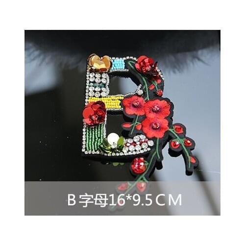 LetterB flower sequins Rhinestones bead brooch patches applique embroidered sew on patch fashion clothing decoration patch