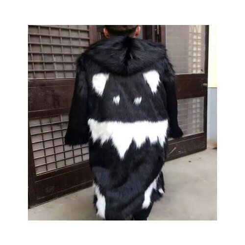 Fashion personality autumer winter long leather jackets men imitation fox fur short leather coats mens black casual loose black