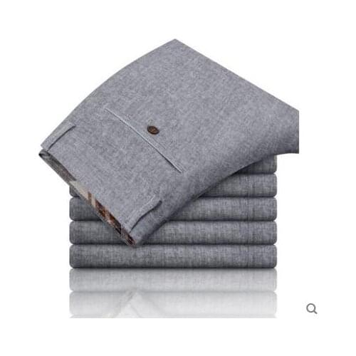 Pants men Straight Linen pants Summer Casual trousers