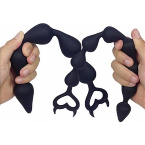 New Big Silicone Black Anal Beads Flexible Butt Plugs Erotic Anal Sex Toys Anus Masturbation Unisex Anal Balls For Men Women Gay