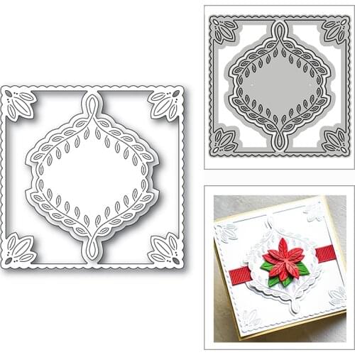 New Leaves Ornament Square Frame 2020 Metal Cutting Dies for DIY Scrapbooking and Card Making Decor Embossing Craft No Stamps