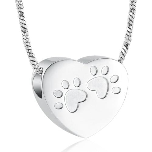Pet Paw Urn Necklace for Ashes Cremation Jewelry Pet Pendant Necklace Urn for Dog Cat