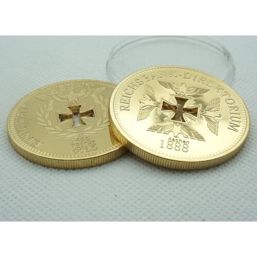 The World War Memory DEN GEFALLENEN 24K Real Gold Plated Hollow Cross Metal 40 mm Souvenir Decoration Germany Coin