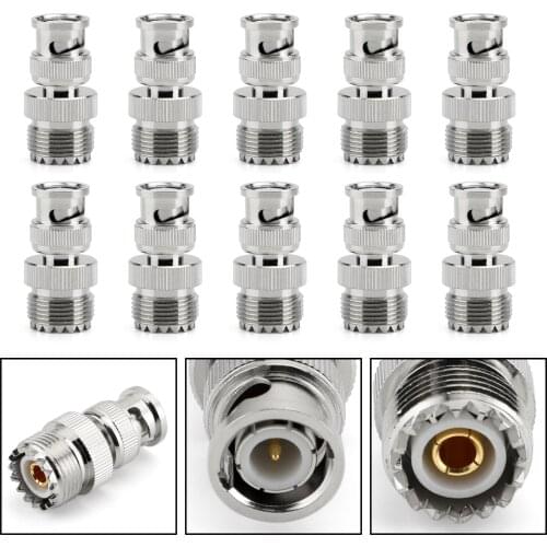 Artudatech 10Pcs Adapter SO239 UHF Jack Female To BNC Male Plug RF Connector Straight F/M Accessories Parts