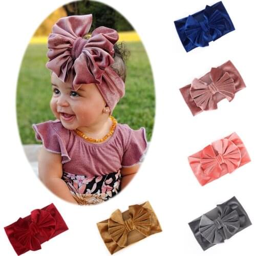 Velvet Baby Headband Turban Big Bowknot Baby Girl Headband For Newborn Bow Hair Band Children Kid Head Wrap Hair Accessories New