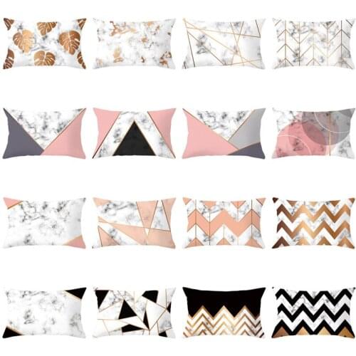 Marble texture rectangular waist pillowcase peach velvet digital print pillow office waist pillowcase