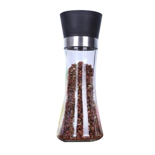 180ml Glass Pepper Grinder Bottle Spice Jar Adjustable Ceramic Salt Refillable Mill