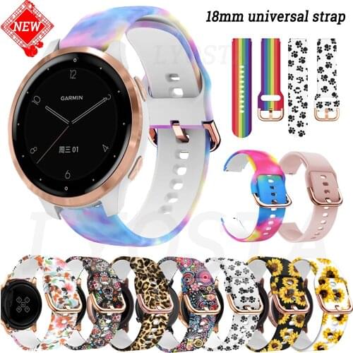 18mm Silicone Watch Band Strap For Garmin Vivoactive 4S/Move 3S/Active S/Rey Wristband For Huawei Honor S1/Bracelet B5 Bracelet