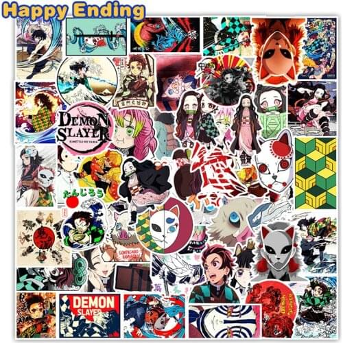 10/30/50 PCS Cute Anime Demon Slayer Kimetsu No Yaiba Stickers For Motorcycle Skate Bike Guitar Mobile Laptop Travel Suitcase