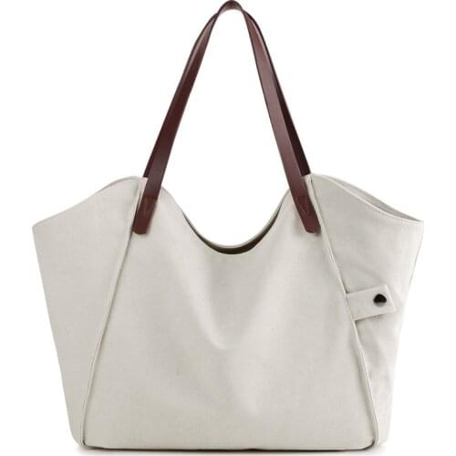 New shoulder bags for lady canvas casual Large capacity clutch bag practical pure color Commuter bag female handbag laptop bag