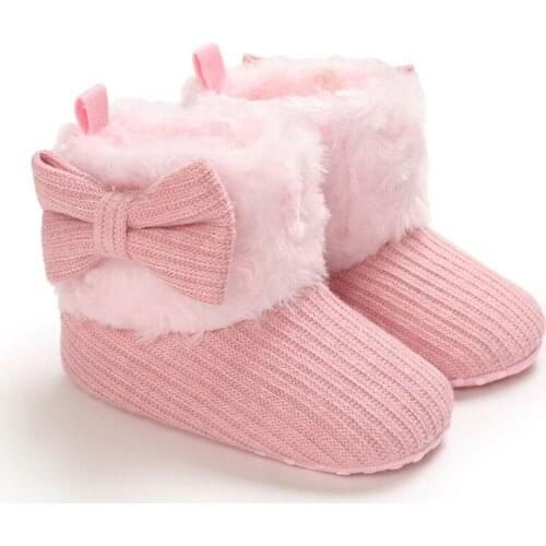 Booties Cotton Comfort Soft Anti-slip Warm Infant Crib Shoe Newborn Baby Shoes Girl Bow Boots Toddler First Walkers Baby Girl