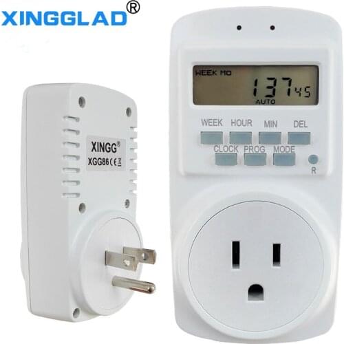 US 15A AC Power Electric Electronic Digital Timer Switch Socket Weekly 7 Days Digital Timer Switch Plug Adaptor Adapter