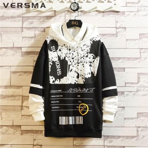 VERSMA 2020 Autumn Cartoon Printed Cotton Fabric Hoodie Sweatshirt Men Women Japanese Streetwear Unisex Hoodie Male Dropshipping