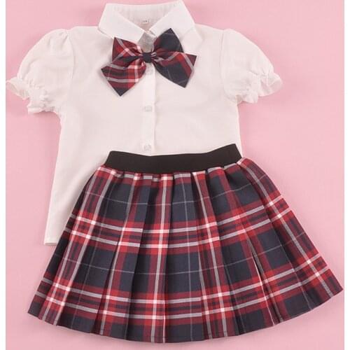 Japanese Kid School Uniform Suit Dress Pink JK Sailor Girl Korean Orthodox Cute Pleated Skirt Short Sleeve Kawaii Anime COS