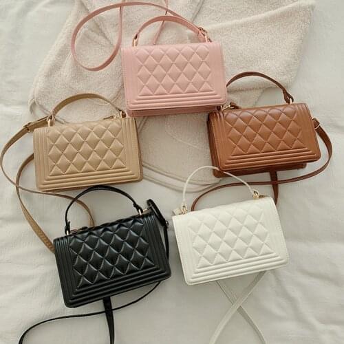 Fashion Lattice Pattern Crossbody Bag Women Female PU Leather Solid Color Shoulder Messenger Bags Lady Travel Daily Flap Pouch