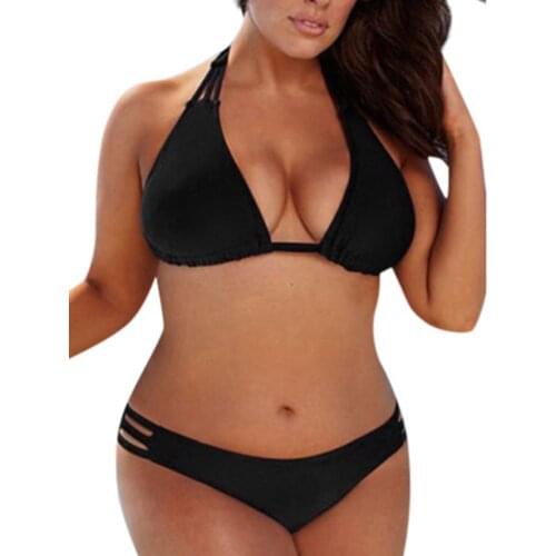 38# Womens Low Waist Two Piece Swimsuit Hollow Bikini Plus Size Womens Solid Beach Swimsuit Suit Sexy Beach Swimsuit