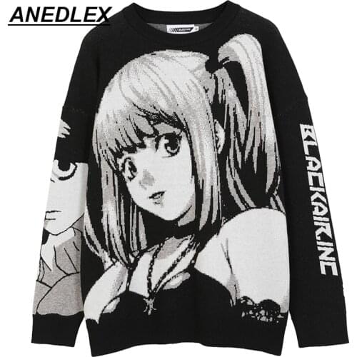 Knitted Harajuku Autumn Winter Clothes Women 2021 Oversized Sweaters Long Sleeve Top Fashion Japanese Kawaii Anime Streetwear