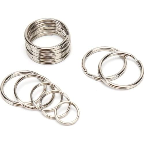 100PCS Stainless Steel DIY Polished Split Ring Keyrings Key Chain Hoop Loop Key Holder Dia 12 15 16 20mm