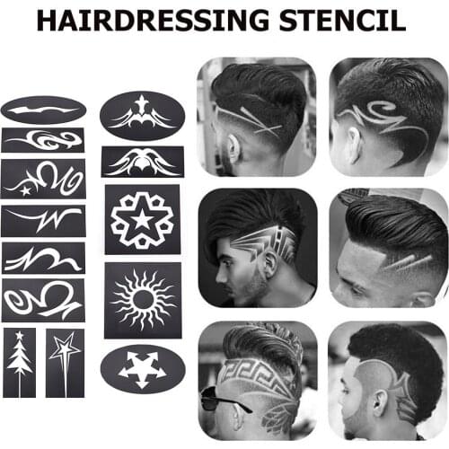 20 Templates Mix Hair Styling Tattoo Template DIY Hairdressing Trimmer Model Stencil Professional Salon Hair Sculpting Tool