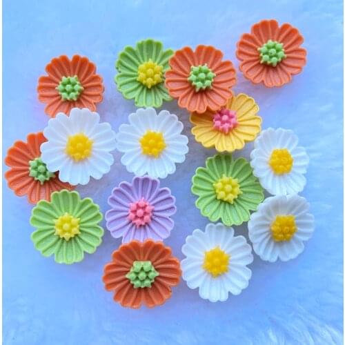 20Pcs New Cute Resin Hybrid Mini Simulation Flower Flat Back Cabochon Scrapbook Kawaii DIY Embellishments Accessories J74