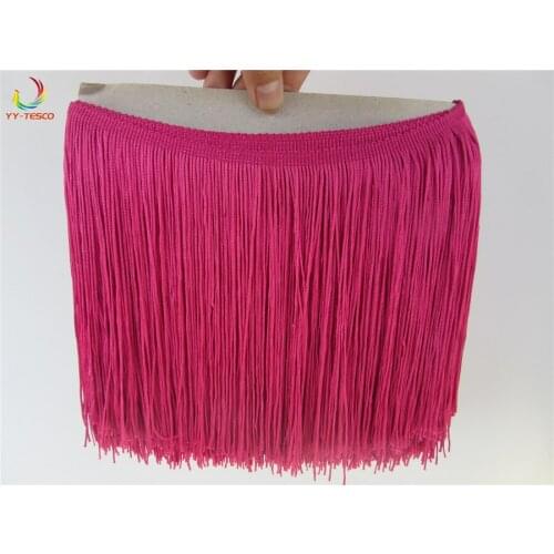 20CM Long 10 yard/lot Polyester Fringe Trim rose Tassel Ribbon Lace Accessory Sew Latin Dress Garment Curtain DIY Accessories