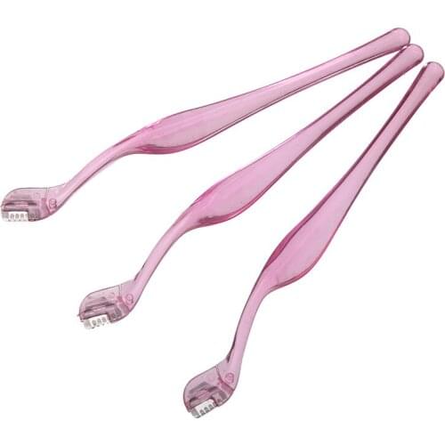 3pcs/set Pro Eyebrow Brow Razor Pink Plastic Stainless Steel Eyebrow Trimmer Shaper Shaver Face Hair Remover Set
