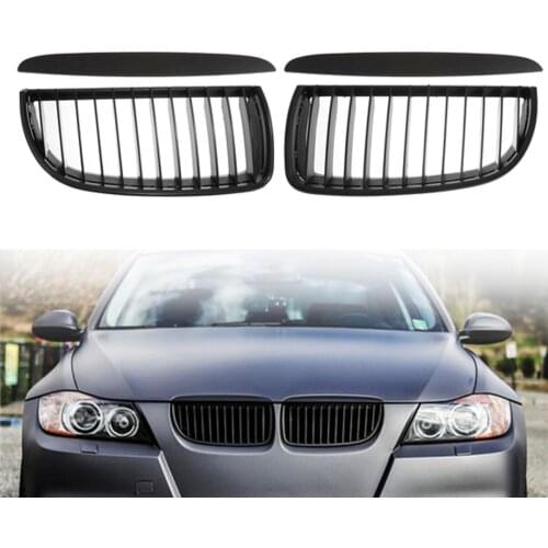 4PCS Car Front Kidney Grilles Grill + Upper Hood Eyelids Car Styling For BMW E90 E91 3 Series Sedan 2004 2005 2006 2007 2008