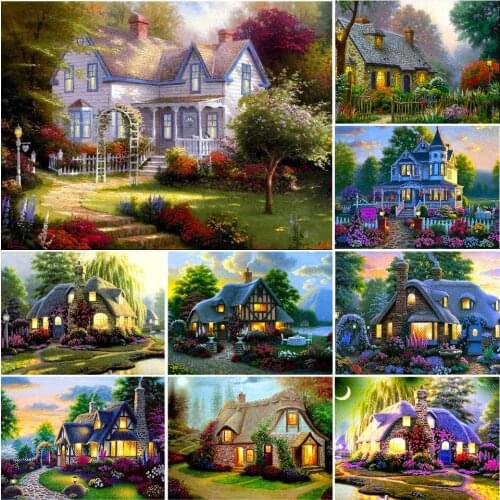 5D DIY Diamond Painting House Landscape Cross Stitch Kit Full Drill Embroidery Mosaic Art Picture of Rhinestones Crafts Decor