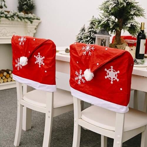 6pcs christmas chair covers Santa Claus Hat Christmas Dinner Chair Back Covers Table Party Decor New Year Party Supplies