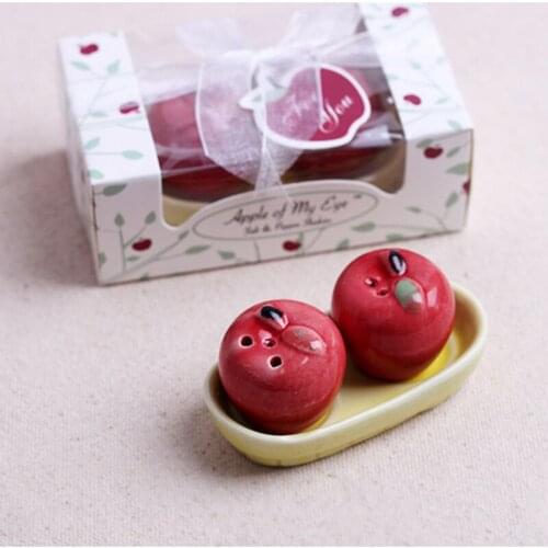 FREE SHIPPING 100sets/lot Wedding Favors Apple of My Eye Salt&Pepper Shakers+ Wedding Gift Wedding Souvenir