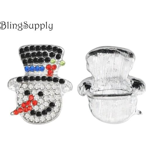 Free shipping 23mm Christmas rhinestone snowman button 50PCS (BTN-5502)